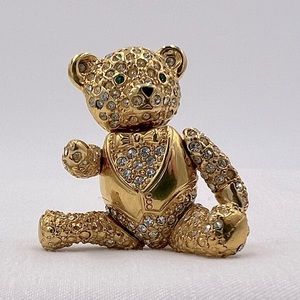 Joan Rivers Vintage Crystallized Teddy Bear Pin 🧸